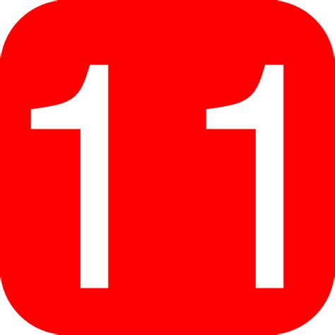 Red, Rounded, Square With Number 11 Clip Art at Clker.com - vector clip ...