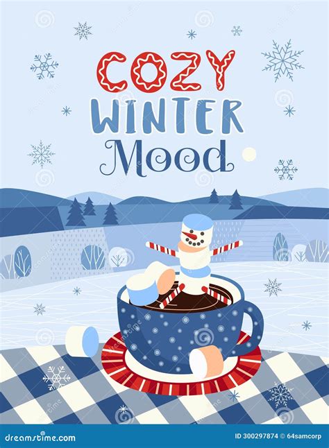 Marshmallow Snowman In Hot Cocoa Mug Fancy Vector Stock Vector Illustration Of Welcome