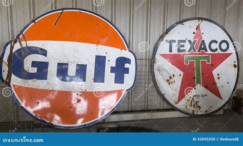 Vintage Gulf And Texaco Oil Signs Editorial Image Image 43095250