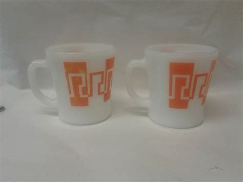 Fire King Orange Pattern Mugs Anchor Hocking Fire King Etsy Canada