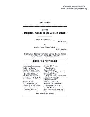 Fillable Online Americanbar Los Angeles V Patel Petitioner Brief