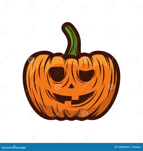 Pumpkin for Halloween Design Vector Isolated. Happy Halloween Template Illustration Stock Vector ...