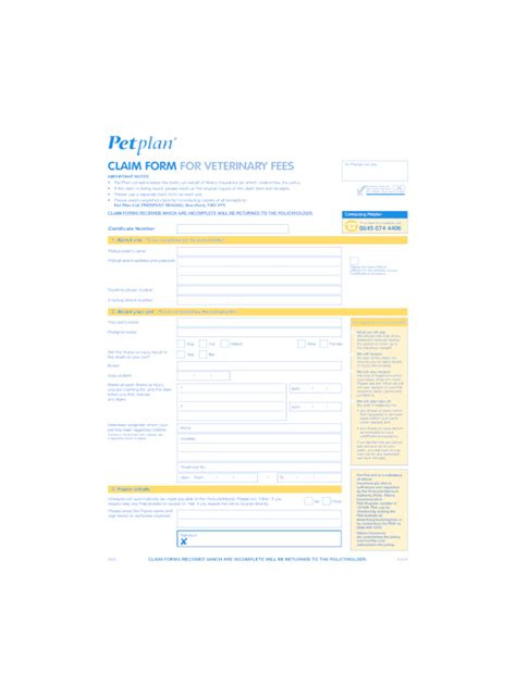 Petplan Pet Insurance Claim Form ClaimForms Net