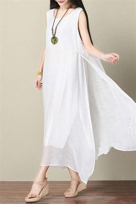 White Silk Linen Dress Summer Women Dress Q3103a Womens Dresses Cotton Linen Dresses Long