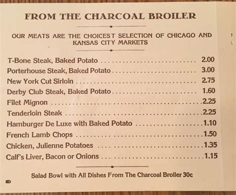 Brown Derby restaurant menu from 1941