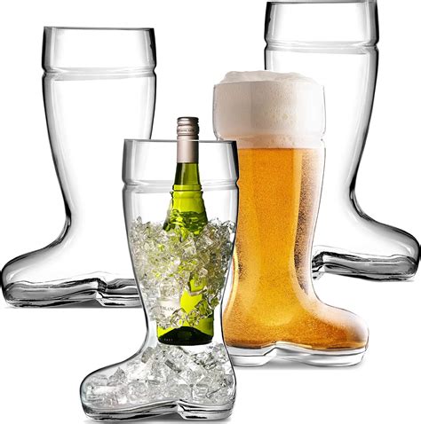 Circleware Das Boot Huge Set Of 4 Beer Glasses Drinking Mugs Funny Shaped