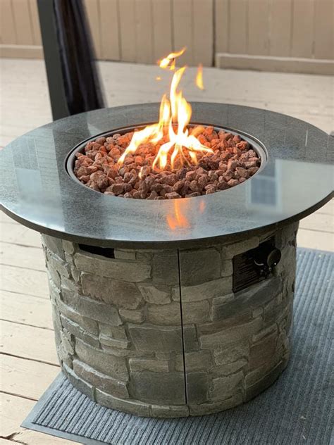 Allen Roth Stacked Stone Fire Pit Table In W Btu Stacked