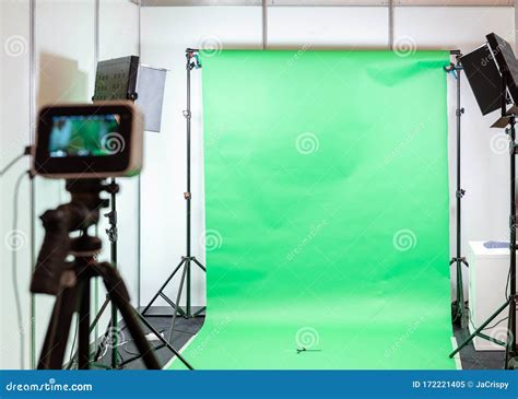 Green Screen Studio Background Filming Or Photography Studio Set With