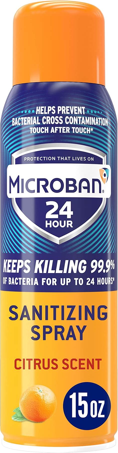 Microban Citrus Scent 24 Hour Disinfectant Sanitizing Spray 15 Oz