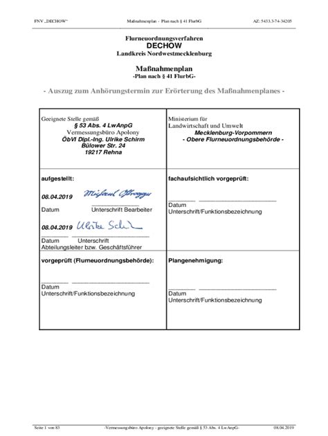 Ausf Llbar Online Manahmenplan Plan Nach Flurbg Fax Email Drucken