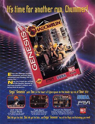 Shadowrun Sega Genesis Video Game 1990s Print Advertisement Ad 1993 EBay