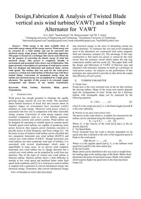 (PDF) Design, fabrication & analysis of twisted blade vertical axis ...