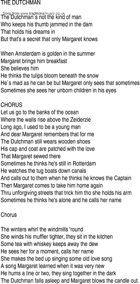 Irish Music Song And Ballad Lyrics For Dutchman