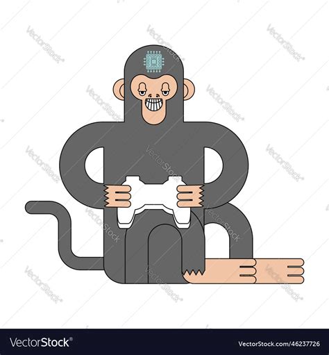 Neuralink chip in monkeys brain monkey playing Vector Image