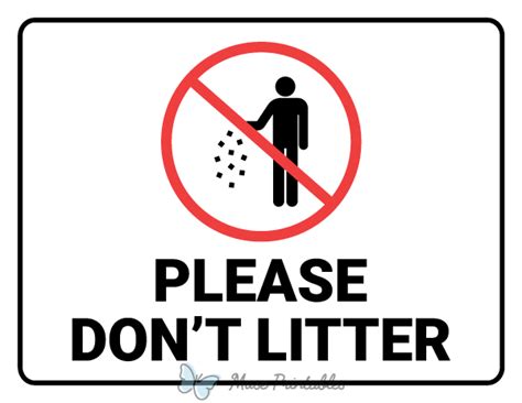 Printable Please Dont Litter Sign