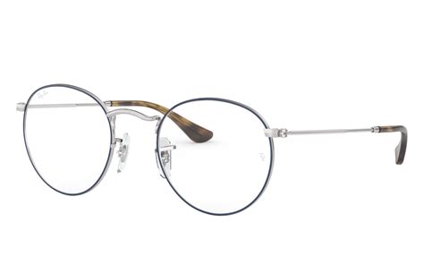 Round Metal Optics Eyeglasses With Blue On Silver Frame Rb3447v Ray Ban®