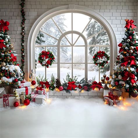 Christmas Arched Window Decorations Backdrop Rr7 690 In 2024