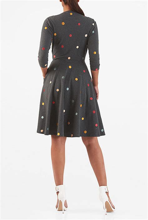 Shop Embellished Polka Dot Cotton Knit Dress Eshakti