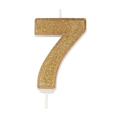 Gold Sparkle Numeral Candle Number 7 Cake Craftcake Craft