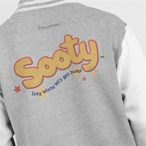 Sooty Text Logo Izzy Wizzy Men S Varsity Jacket Fruugo Uk