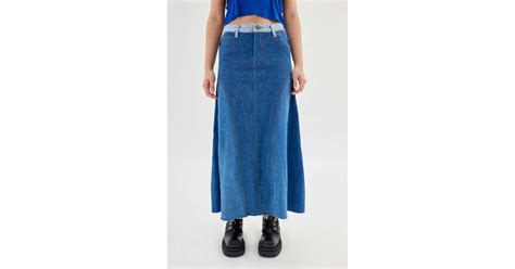 Urban Renewal Remade Denim Ruffle Maxi Skirt In Blue Lyst