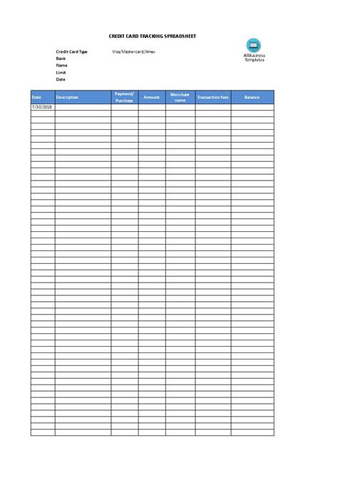 Kostenloses Credit Card Tracking Spreadsheet Template Within Credit