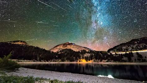 Perseid Meteor Shower Over Lassen Volcanic National Park In