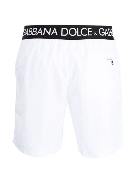 Dolce And Gabbana Logo Waistband Swim Shorts White Farfetch