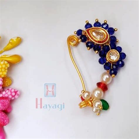 Blue Maharashtrian Pink Nath Non Pierced Nathni Beeline Pune