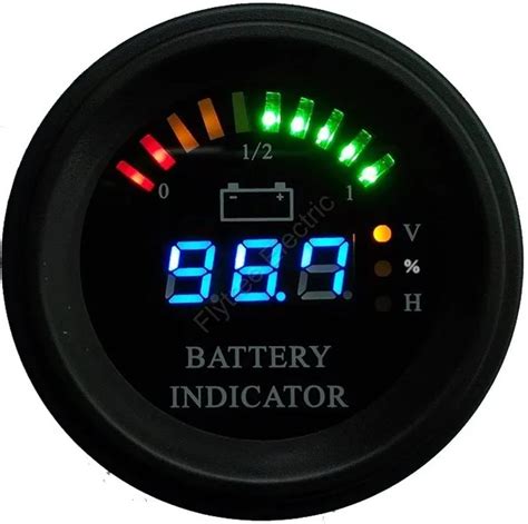 Round Led Digital Battery Gauge Discharge Indicator Hour Meter State Of