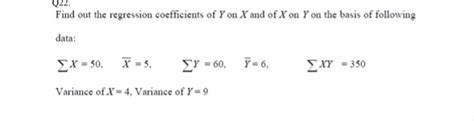 Answered Find Out The Regression Coefficients Of… Bartleby