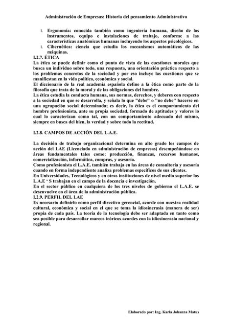 Unidad I Historia Del Pensamiento Administrativo Pdf