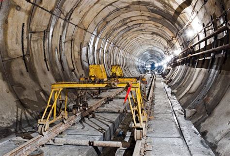 Subway Tunnel in Construction Stock Image - Image of electrical, rail ...