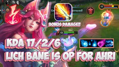 17 KILL WITH LICH BANE Spirit Blossom Ahri Gameplay Wild Rift