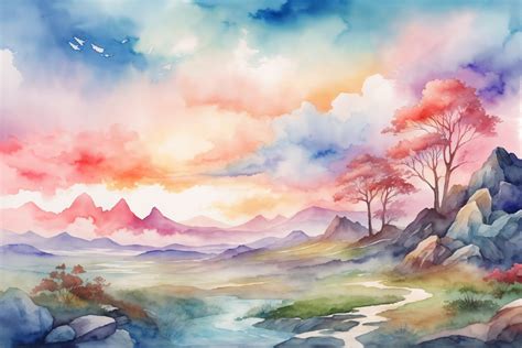 Watercolor Landscape Background Graphic by Forhadx5 · Creative Fabrica