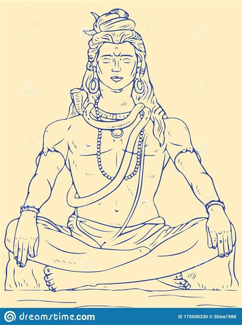 Drawing of Lord Shiva Sit and Doing Meditation Stock Vector - Illustration of india ...