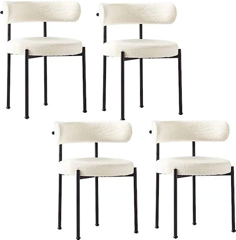 Upholstered Dining Chairs - Set of 4, White Black