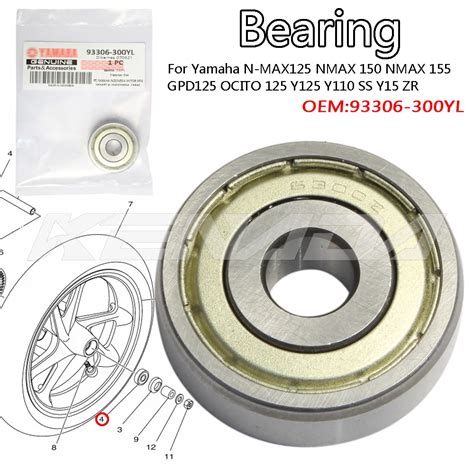 Front Wheel Bearing Ball 6300 Yamaha 93306 300YL Nmax Aerox M3 Mio