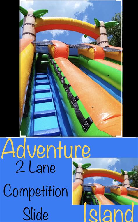 ADVENTURE ISLAND DUAL LANE TROPICAL COMPETITIVE SLIDE WET - Inflatable ...