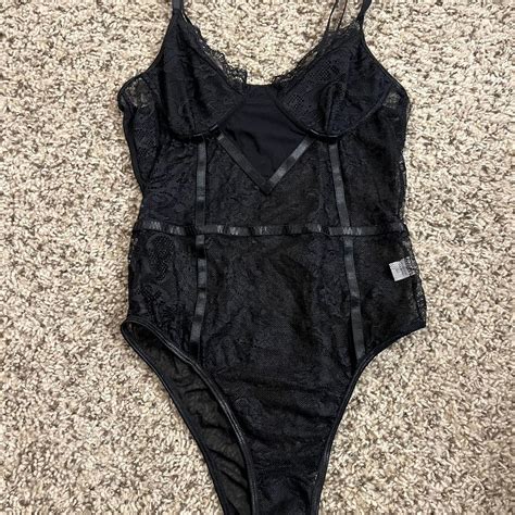 Black Lace Lingerie Bodysuit Never Worn In Depop