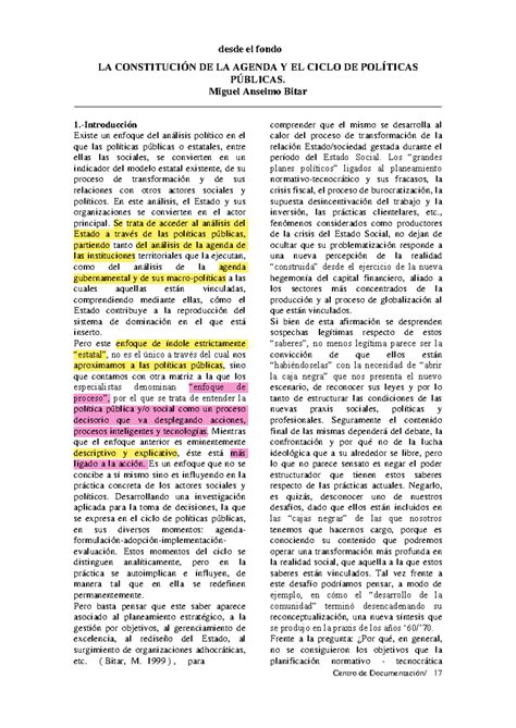 Bitar Miguel Anselmo La Constitucion De La Agenda Y El Ciclo De Las