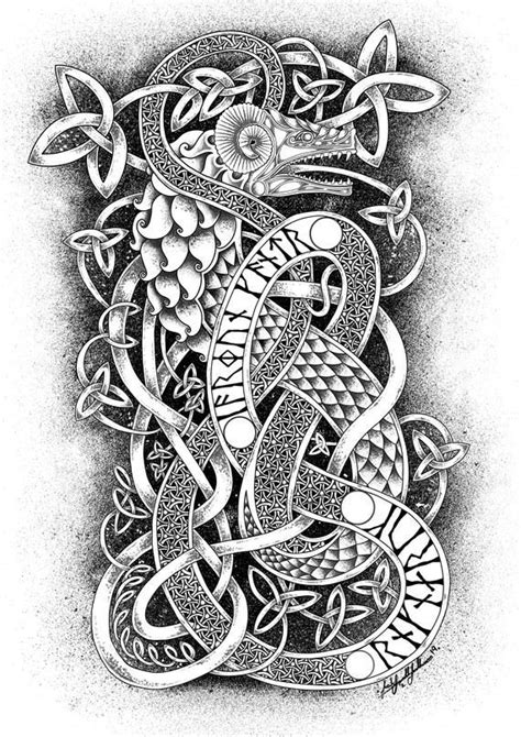 Jormungandr The Midgard Serpent Traditional Norse Knot Work Art