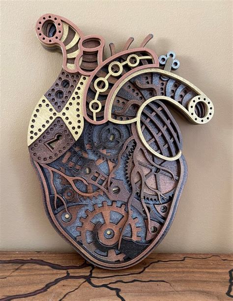 Steampunk Wall Decor Wood Sculpture Steampunk Heart | Etsy