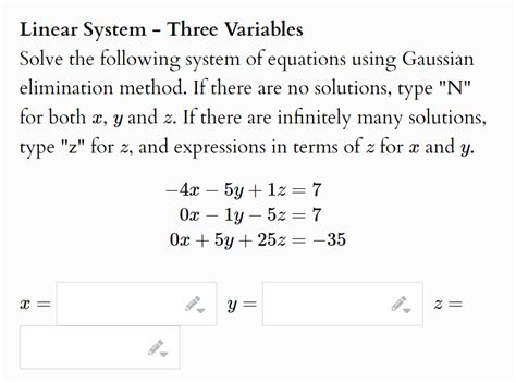 Solved Linear System ﻿three Variablessolve The Following