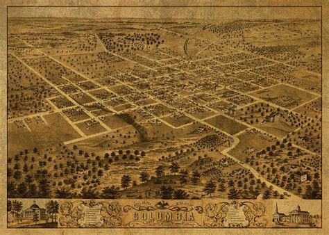 Columbia Missouri Vintage City Street Map 1869 Mixed Media by Design ...