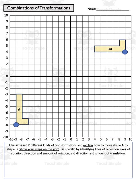 Transformations Activity Rotations Reflections And Slides 4 Quadrants By Teach Simple