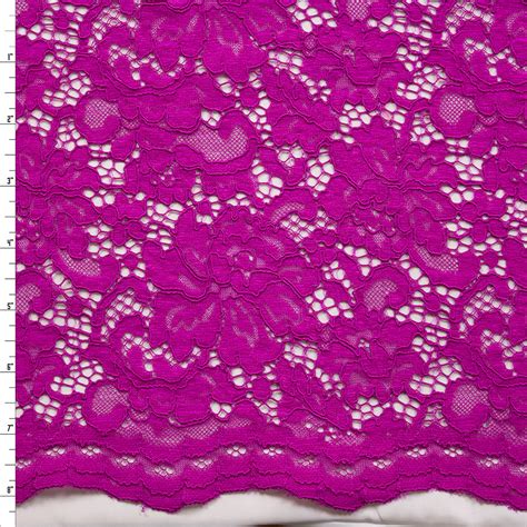 Cali Fabrics Hot Pink Designer Floral Reimbroidered Lace Fabric By The Yard