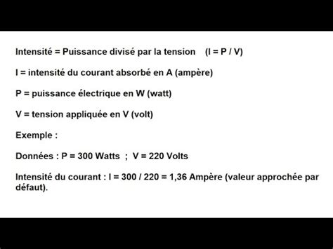 Calcul De L Intensit Du Courant Absorb Par Un Appareil Youtube