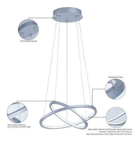 L Mpara Colgante Led Moderna Con Anillos Circulares Y Colg Cuotas