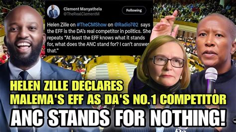 Helen Zille Declares Malema S Eff As Da S No Competitor Anc Stands